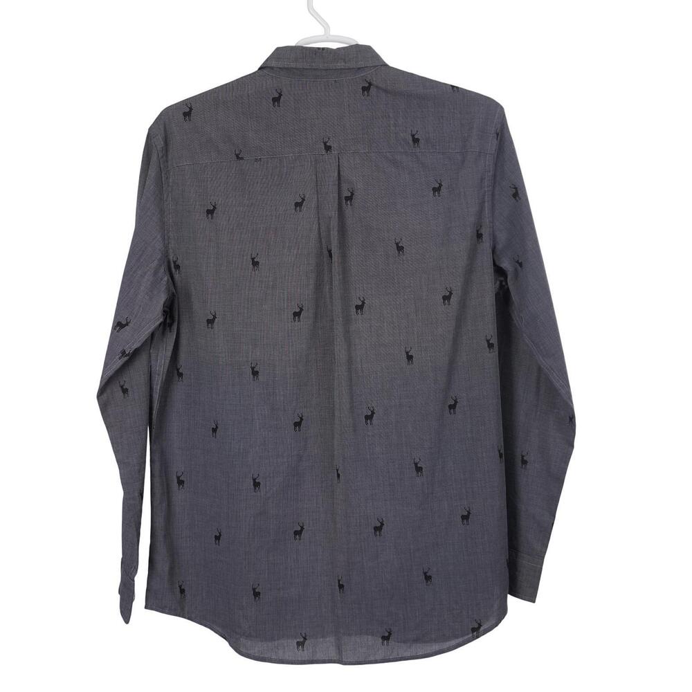 NWT Chaps Button-Up Shirt Men L Gray Deer Elk Print Long Sleeve Cotton Blend - Picture 5 of 8
